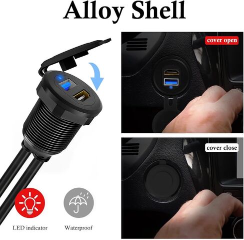 Alloy USB 3.0 & HDMI Male to Female Car Mount Flush Cable 3ft in Kuwait