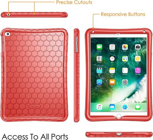 Fintie Case for iPad 6th Generation 2018 / iPad 5th Gen 2017/ iPad Air 2 / iPad Air - [Honey Comb Series] Lightweight Anti-Slip Kids Friendly Shockproof Silicone Cover, Black in Saudi Arabia