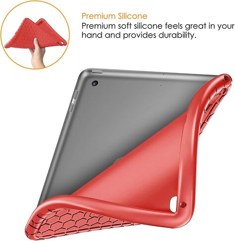 Fintie Case for iPad 6th Generation 2018 / iPad 5th Gen 2017/ iPad Air 2 / iPad Air - [Honey Comb Series] Lightweight Anti-Slip Kids Friendly Shockproof Silicone Cover, Black in Saudi Arabia