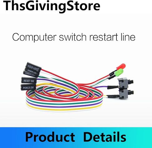 ThsGivingStore 1 Pack Desktop Computer Case Motherboard On/Off/Reset/HDD Switch Power Cord ATX Case Front Bezel Wire with Red Green LED Indicator Light PC Power Button Switch Power SW Cable in Saudi Arabia