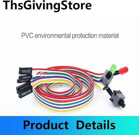 ThsGivingStore 1 Pack Desktop Computer Case Motherboard On/Off/Reset/HDD Switch Power Cord ATX Case Front Bezel Wire with Red Green LED Indicator Light PC Power Button Switch Power SW Cable in Saudi Arabia