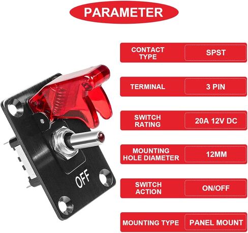 MKBKLLJY 2 مجموعات 5 عصابة الروك تبديل لوحة التبديل مع 12V DC جولة نقطة مضاءة 20A 3 دبابيس تشغيل / إيقاف SPST التبديل التحكم الأزرق / الأحمر ضوء LED، مع موصل تقليص الحرارة الأزرق، المسمار، سلك الطائر للسيارة / القارب in Kuwait