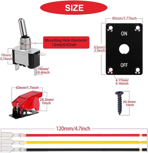 MKBKLLJY 2 مجموعات 5 عصابة الروك تبديل لوحة التبديل مع 12V DC جولة نقطة مضاءة 20A 3 دبابيس تشغيل / إيقاف SPST التبديل التحكم الأزرق / الأحمر ضوء LED، مع موصل تقليص الحرارة الأزرق، المسمار، سلك الطائر للسيارة / القارب in Kuwait