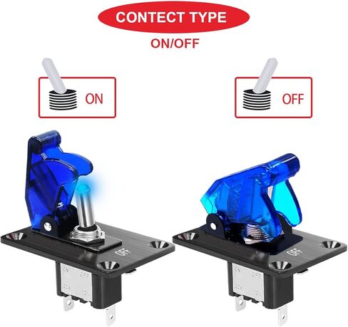MKBKLLJY 2 مجموعات 5 عصابة الروك تبديل لوحة التبديل مع 12V DC جولة نقطة مضاءة 20A 3 دبابيس تشغيل / إيقاف SPST التبديل التحكم الأزرق / الأحمر ضوء LED، مع موصل تقليص الحرارة الأزرق، المسمار، سلك الطائر للسيارة / القارب in Kuwait