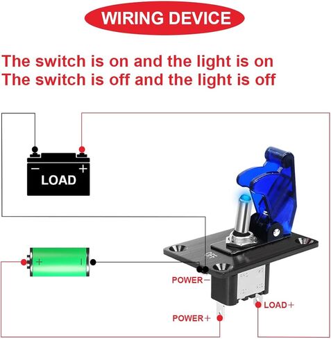 MKBKLLJY 2 مجموعات 5 عصابة الروك تبديل لوحة التبديل مع 12V DC جولة نقطة مضاءة 20A 3 دبابيس تشغيل / إيقاف SPST التبديل التحكم الأزرق / الأحمر ضوء LED، مع موصل تقليص الحرارة الأزرق، المسمار، سلك الطائر للسيارة / القارب in Kuwait
