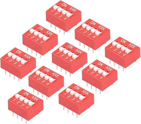 uxcell 10 Pcs Red DIP Switch 1 2 3 4 Positions 2.54mm Pitch for Circuit Breadboards PCB in Saudi Arabia
