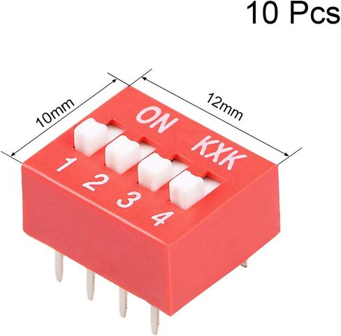 uxcell 10 Pcs Red DIP Switch 1 2 3 4 Positions 2.54mm Pitch for Circuit Breadboards PCB in Saudi Arabia