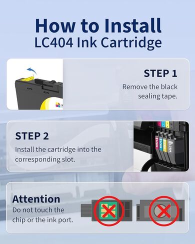 LC404 Ink Cartridges Compatible for Brother Printer Replacement for Brother LC404 LC-404 LC404XL for Brother MFC-J1205W MFC-J1215W MFC-J1205W XL Printer (Black, Cyan, Magenta, Yellow) 4-Pack in Kuwait