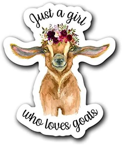 Just A Girl Who Loves Goats Vinyl Decal Sticker | Cars Trucks Vans Walls Laptops Cups | Full Color Printed | 5.5 Inch | KCD3023 in Saudi Arabia
