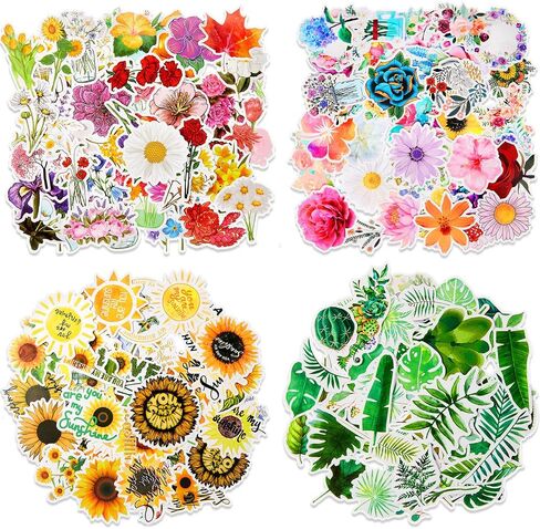210 Pieces Flower Stickers Plant Stickers Waterproof Vinyl Flower Stickers for Scrapbooking Water Bottle Stickers Trendy Pack Cute Plant Laptop Stickers for Journaling Luggage Car for Adults Teens in Saudi Arabia