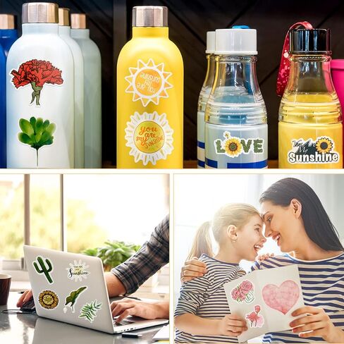 210 Pieces Flower Stickers Plant Stickers Waterproof Vinyl Flower Stickers for Scrapbooking Water Bottle Stickers Trendy Pack Cute Plant Laptop Stickers for Journaling Luggage Car for Adults Teens in Saudi Arabia