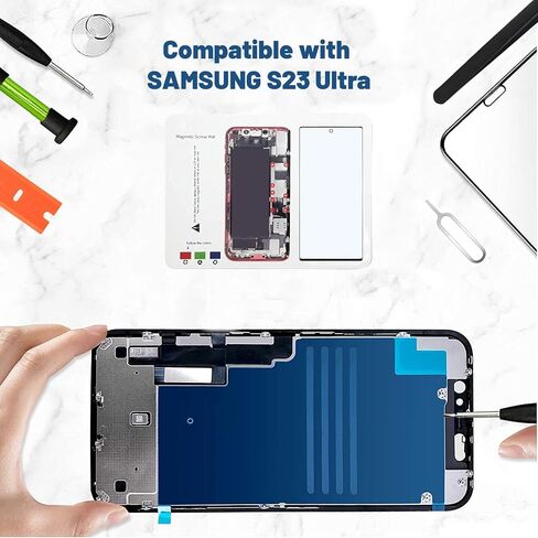 استبدال شاشة Tpyag لهاتف Samsung Galaxy S23 Ultra، شاشة بديلة لسلسلة Galaxy S23 Ultra 6.8 بوصة، طقم إصلاح الشاشة مع لاصق مقاوم للماء (بدون OLED ومحول رقمي يعمل باللمس) in Kuwait