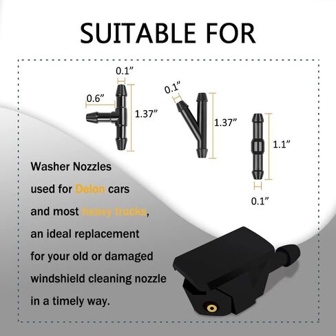 Windshield Washer Hose Kit, 2 Meter Washer Fluid Hose with 4 Pcs Hose Connectors and 2 Front Windshield Washer Nozzles, Washer Spray Jet Kit, Universal Windshield Washer Nozzles Kit in Saudi Arabia