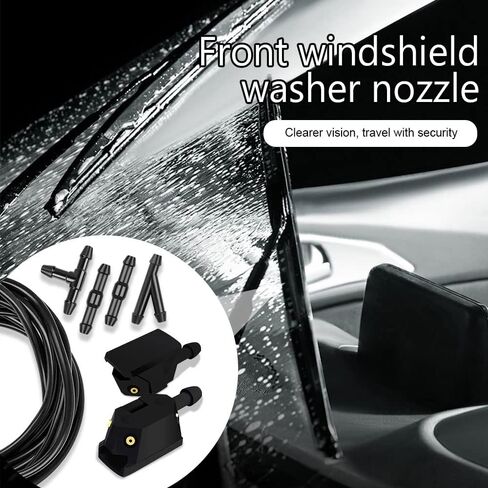 Windshield Washer Hose Kit, 2 Meter Washer Fluid Hose with 4 Pcs Hose Connectors and 2 Front Windshield Washer Nozzles, Washer Spray Jet Kit, Universal Windshield Washer Nozzles Kit in Saudi Arabia