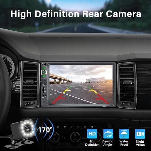 Double Din Car Stereo Audio with Bluetooth,7" Touchscreen Double Din Car Radio with Backup Camera, Steering Wheel Remote,USB Mirror Link,FM Radio,USB/AUX/TF Port in Kuwait