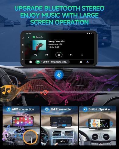 ستيريو سيارة Spedal Wireless Carplay، 2024 محمول 6.25 بوصة 2K Dash Cam وكاميرا احتياطية 1080P وضبط تلقائي للسطوع مع Apple CarPlay وAndroid Auto/Bluetooth/64G TF Card in Kuwait
