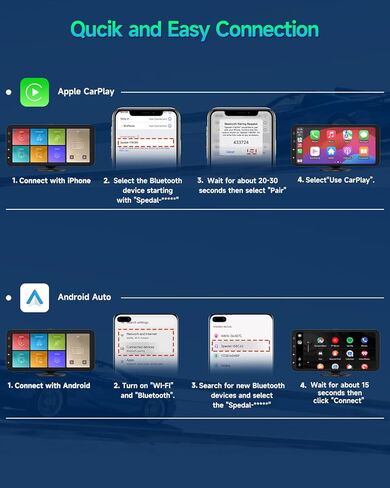 ستيريو سيارة Spedal Wireless Carplay، 2024 محمول 6.25 بوصة 2K Dash Cam وكاميرا احتياطية 1080P وضبط تلقائي للسطوع مع Apple CarPlay وAndroid Auto/Bluetooth/64G TF Card in Kuwait