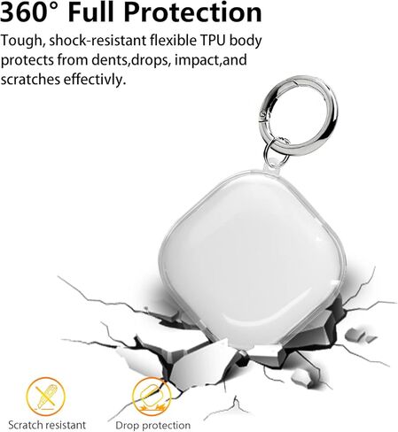 Aircawin لهاتف Samsung Galaxy Buds FE 2023/Galaxy Buds 2 Pro Case 2022/Galaxy Buds 2 Case 2021/Galaxy Buds Pro Case 2021/Galaxy Buds Live Case 2020 حافظة لامعة شفافة، حافظة ناعمة من مادة TPU مع سلسلة مفاتيح لامعة in Kuwait
