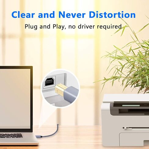 كابل طابعة Larxavn بطول 30 قدم، كابل طابعة USB USB 2.0 نوع A ذكر إلى B ذكر سلك طابعة USB B كابل طابعة USB كابل متوافق مع HP، Canon، Epson، Dell، Brother، Lexmark، Xerox، Samsung إلخ in Kuwait