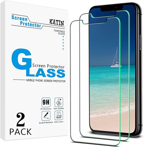 KATIN [2-Pack] Screen Protector For iPhone 11 Pro Max, iPhone XS Max 6.5-inch Tempered Glass, 9H Hardness, Anti Scratch, Bubble Free, Case Friendly in Kuwait