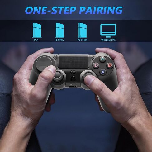 وحدة تحكم لاسلكية LARSEBEI متوافقة مع PS4/Pro/Slim - اهتزاز مزدوج/تحكم في الحركة 6 محاور/مقبس صوت 3.5 ملم/لوحة لمس متعددة/زر مشاركة، متوافق مع أجهزة الكمبيوتر التي تعمل بنظام Windows 7/8/10 in Kuwait