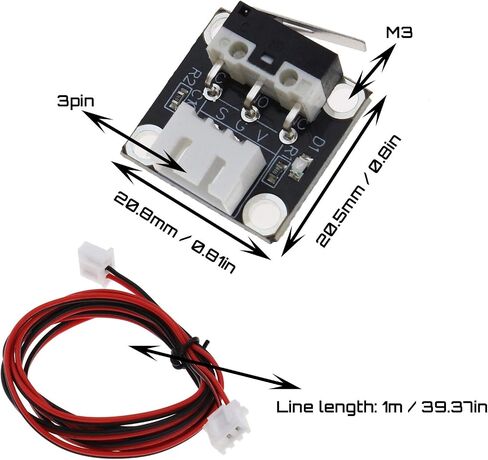 5X 3D Printer Endstop Mechanical Limit Switch Module 3 Pins Crash Sensor with Cables Compatible with Ender 3 pro CR-10 10S in Saudi Arabia