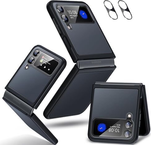 حافظة Humixx لهاتف Samsung Flip 4 [واقي عدسة عالي الدقة * 2] [حماية من الدرجة المتوسطة] [مضادة لبصمات الأصابع] خلفية صلبة من البولي كربونات ذات ملمس حريري، حافة TPU ناعمة غير قابلة للانزلاق، وسادة هوائية مقاومة للصدمات لجراب Galaxy Z Flip 4، أسود in Kuwait