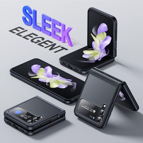 حافظة Humixx لهاتف Samsung Flip 4 [واقي عدسة عالي الدقة * 2] [حماية من الدرجة المتوسطة] [مضادة لبصمات الأصابع] خلفية صلبة من البولي كربونات ذات ملمس حريري، حافة TPU ناعمة غير قابلة للانزلاق، وسادة هوائية مقاومة للصدمات لجراب Galaxy Z Flip 4، أسود in Kuwait