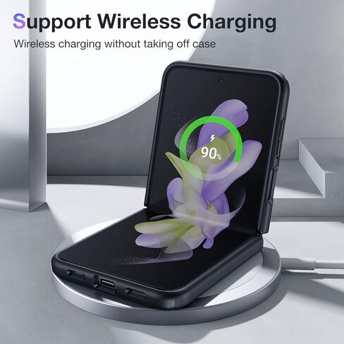 حافظة Humixx لهاتف Samsung Flip 4 [واقي عدسة عالي الدقة * 2] [حماية من الدرجة المتوسطة] [مضادة لبصمات الأصابع] خلفية صلبة من البولي كربونات ذات ملمس حريري، حافة TPU ناعمة غير قابلة للانزلاق، وسادة هوائية مقاومة للصدمات لجراب Galaxy Z Flip 4، أسود in Kuwait