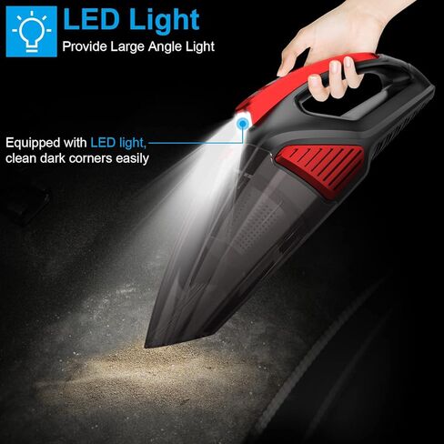 ريزيرف مكنسة كهربائية للسيارة ذات طبقتين مع ضوء LED 7500PA 12 فولت 16.4 قدم محمولة باليد مكنسة كهربائية للسيارة للاستخدام الرطب والجاف in Kuwait