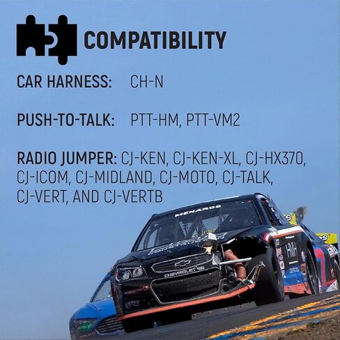 سماعة رأس خوذة NASCAR متينة لأجهزة راديو السباق والاتصالات الإلكترونية - تتميز بميكروفون M101 Flex Boom 3.5 ومقبس أذن in Kuwait