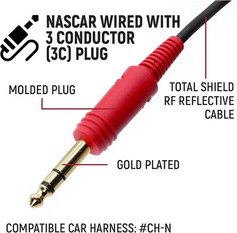 سماعة رأس خوذة NASCAR متينة لأجهزة راديو السباق والاتصالات الإلكترونية - تتميز بميكروفون M101 Flex Boom 3.5 ومقبس أذن in Kuwait