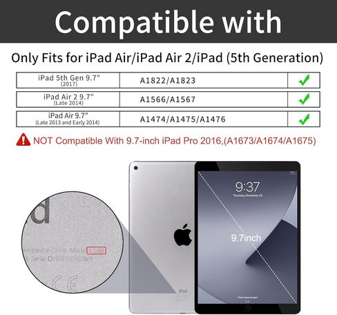 حافظة ProtUTab iPad Air متوافقة مع iPad 9.7 بوصة 2017 الجيل الخامس، حامل ثلاثي الطي نحيف للاستيقاظ والنوم التلقائي متوافق مع iPad Air الجيل الثاني، TPU خفيف الوزن لـ 9.7 بوصة مع حامل أقلام، أخضر in Kuwait