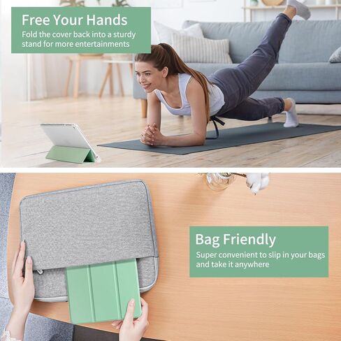 حافظة ProtUTab iPad Air متوافقة مع iPad 9.7 بوصة 2017 الجيل الخامس، حامل ثلاثي الطي نحيف للاستيقاظ والنوم التلقائي متوافق مع iPad Air الجيل الثاني، TPU خفيف الوزن لـ 9.7 بوصة مع حامل أقلام، أخضر in Kuwait