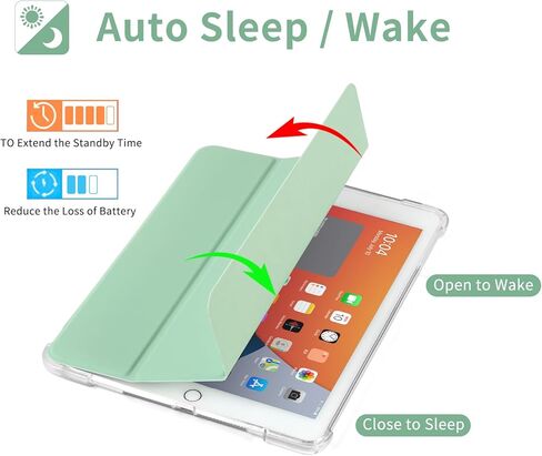 حافظة ProtUTab iPad Air متوافقة مع iPad 9.7 بوصة 2017 الجيل الخامس، حامل ثلاثي الطي نحيف للاستيقاظ والنوم التلقائي متوافق مع iPad Air الجيل الثاني، TPU خفيف الوزن لـ 9.7 بوصة مع حامل أقلام، أخضر in Kuwait