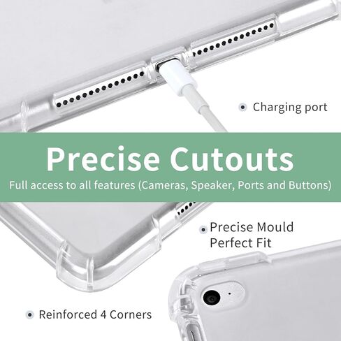 حافظة ProtUTab iPad Air متوافقة مع iPad 9.7 بوصة 2017 الجيل الخامس، حامل ثلاثي الطي نحيف للاستيقاظ والنوم التلقائي متوافق مع iPad Air الجيل الثاني، TPU خفيف الوزن لـ 9.7 بوصة مع حامل أقلام، أخضر in Kuwait