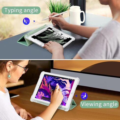 حافظة ProtUTab iPad Air متوافقة مع iPad 9.7 بوصة 2017 الجيل الخامس، حامل ثلاثي الطي نحيف للاستيقاظ والنوم التلقائي متوافق مع iPad Air الجيل الثاني، TPU خفيف الوزن لـ 9.7 بوصة مع حامل أقلام، أخضر in Kuwait