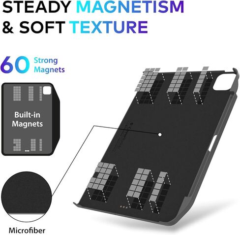 جراب مغناطيسي SWITCHEASY CoverBuddy 2022-2020 10.9 بوصة iPad Air 5 و4 وiPad Pro 11 بوصة، متوافق مع لوحة المفاتيح السحرية، مع حامل قلم رصاص يدعم شحن قلم Apple - أسود (لوحة المفاتيح غير متضمنة) in Kuwait