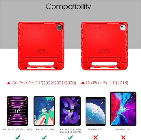 حافظة Fintie لجهاز iPad Air الجيل الخامس (2022) / iPad Air الجيل الرابع (2020) 10.9 بوصة، iPad Pro 11 بوصة (الجيل الرابع/الثالث/الثاني) - غطاء حامل خفيف الوزن مضاد للصدمات للأطفال، حامل أقلام رصاص، أرجواني in Kuwait