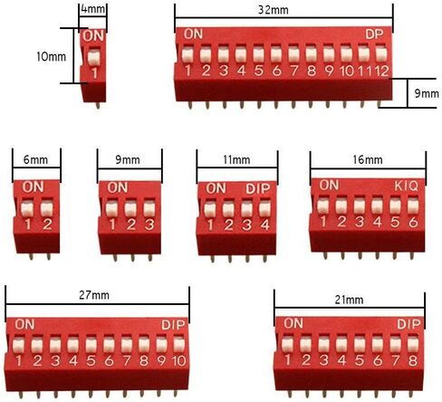 DAOKI 40PCS DIP Switch Assorted Kit Red 1 2 3 4 6 8 10 12Position 2.54mm On Off Slide Type Switch for Breadboard with Jump Wire in Saudi Arabia