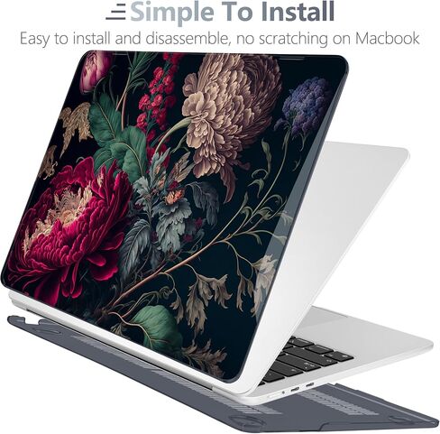 حافظة Batianda Premium لجهاز MacBook Air الجديد مقاس 15 بوصة 2023 مع شريحة M2 موديل A2941، غلاف صلب بلاستيكي واقٍ مصمم وغطاء لوحة مفاتيح وواقي شاشة، حقل زهور in Kuwait