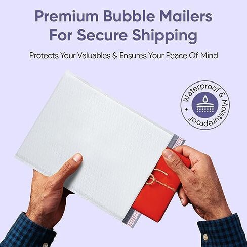 Baylue 8.5x12، رسائل فقاعات بولي، 2، أظرف مبطنة، أكياس التغليف، مظاريف الشحن مع الفقاعات، أكياس التعبئة مع شريط ذاتي الغلق، حجم قابل للاستخدام 8.5x11، 10 عبوات in Kuwait