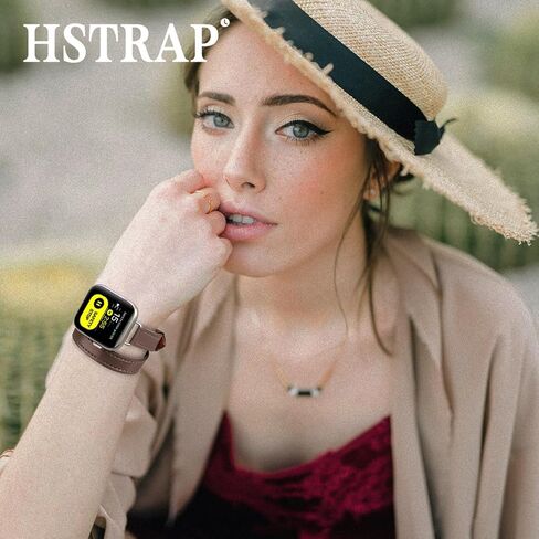 Hstrap متوافق مع سوار ساعة أبل الجلدي للنساء 38 مم 40 مم 41 مم 42 مم 44 مم 45 مم 49 مم جولة مزدوجة نحيفة من الجلد الطبيعي سوار ساعة iWatch Ultra2/Ultra Series 9 8 7 6 5 4 3 2 1 in Kuwait