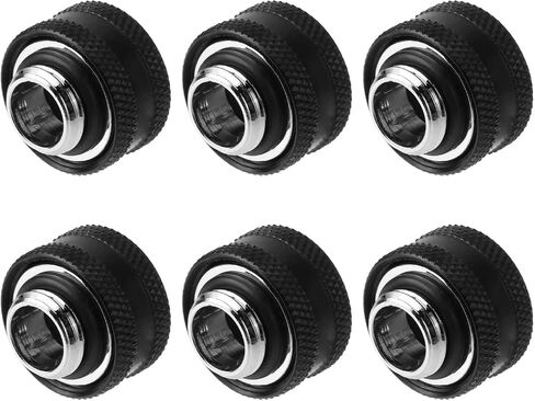 Dracaena 6 Pack G1/4" خيط إلى 16 مم OD تركيب أنابيب صلبة مع حلقات لأنبوب أكريليك صلب لنظام تبريد المياه للكمبيوتر، أسود in Kuwait