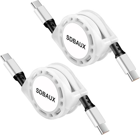 كابل شحن SDBAUX USB C 60 وات، سلك شاحن C إلى C قابل للسحب لهاتف iPhone 15/iPhone 15 Pro Max/iPad Mini 6/Pro 2021/2020، iPad Air 4، MacBook Pro 2020، Galaxy S23/S22/S21 (قطعتان/3.3 قدم) /رمادي) in Saudi Arabia