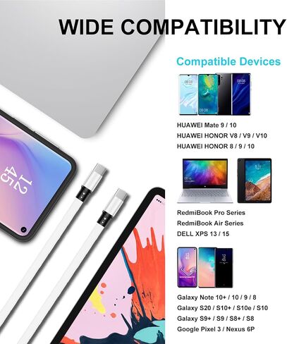 كابل شحن SDBAUX USB C 60 وات، سلك شاحن C إلى C قابل للسحب لهاتف iPhone 15/iPhone 15 Pro Max/iPad Mini 6/Pro 2021/2020، iPad Air 4، MacBook Pro 2020، Galaxy S23/S22/S21 (قطعتان/3.3 قدم) /رمادي) in Saudi Arabia