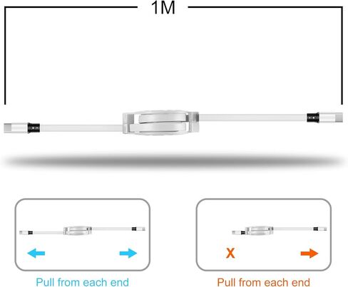 كابل شحن SDBAUX USB C 60 وات، سلك شاحن C إلى C قابل للسحب لهاتف iPhone 15/iPhone 15 Pro Max/iPad Mini 6/Pro 2021/2020، iPad Air 4، MacBook Pro 2020، Galaxy S23/S22/S21 (قطعتان/3.3 قدم) /رمادي) in Saudi Arabia