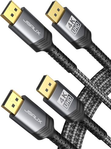 كابل JSAUX DisplayPort 2 حزمة 6 أقدام، 4K DP 1.2 كابل | 4K@60 هرتز، 2K@165 هرتز، 2K@144 هرتز | HDR، 21.6 جيجابت في الثانية، FreeSync، سلك منفذ عرض G-Sync لشاشة الألعاب Graphics 3090 PC - رمادي in Kuwait