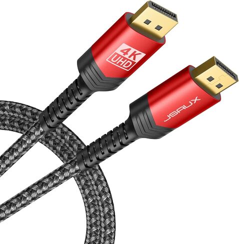 كابل JSAUX DisplayPort 2 حزمة 6 أقدام، 4K DP 1.2 كابل | 4K@60 هرتز، 2K@165 هرتز، 2K@144 هرتز | HDR، 21.6 جيجابت في الثانية، FreeSync، سلك منفذ عرض G-Sync لشاشة الألعاب Graphics 3090 PC - رمادي in Kuwait