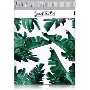 Pack It Chic - 10X13 (100 Pack) Tropical Leaves Poly Mailer Envelope Plastic Custom Mailing & Shipping Bags - Self Seal